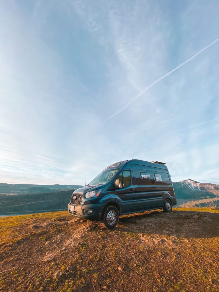ford transit campervan in the pnw