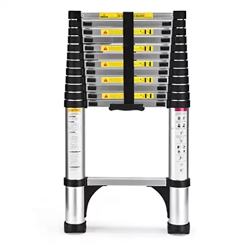 Telescoping Ladder, SocTone 12.5 FT Aluminum Lightweight Extension Ladder