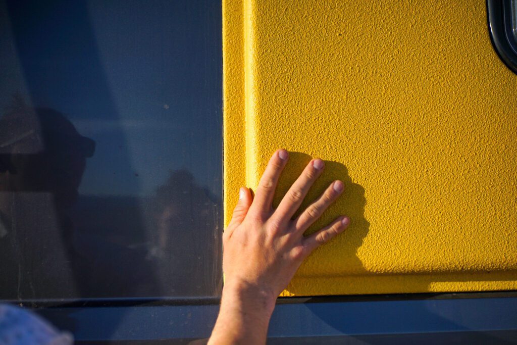 Campervan Flares - Raptor Liner applied to Campervan