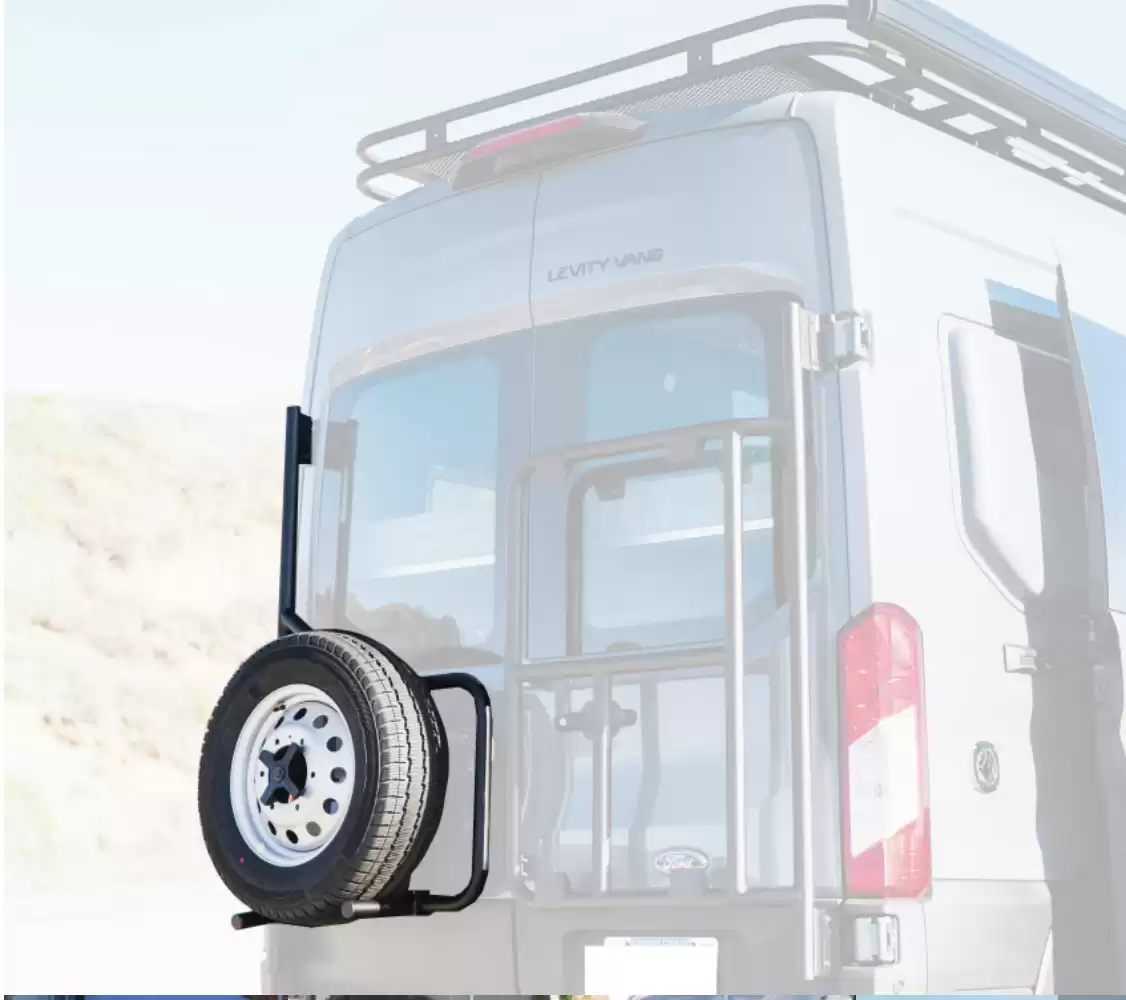 Aluminess Ford Transit Rear Door Tire/Box Carrier (2015+)